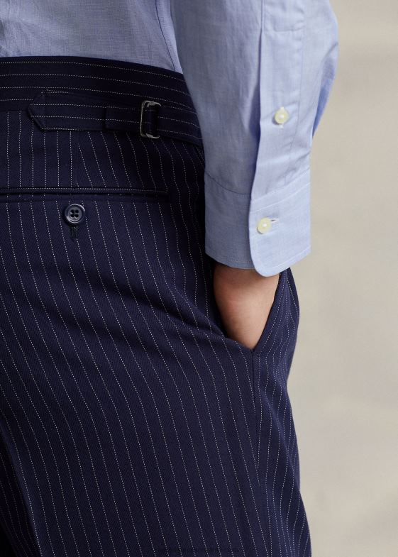 bleumarin/crem bărbați Ralph Lauren costum 3 piese polo pinstripe dobby 046881226