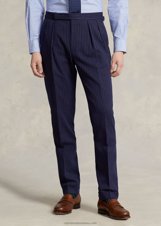 bleumarin/crem bărbați Ralph Lauren costum 3 piese polo pinstripe dobby 046881226
