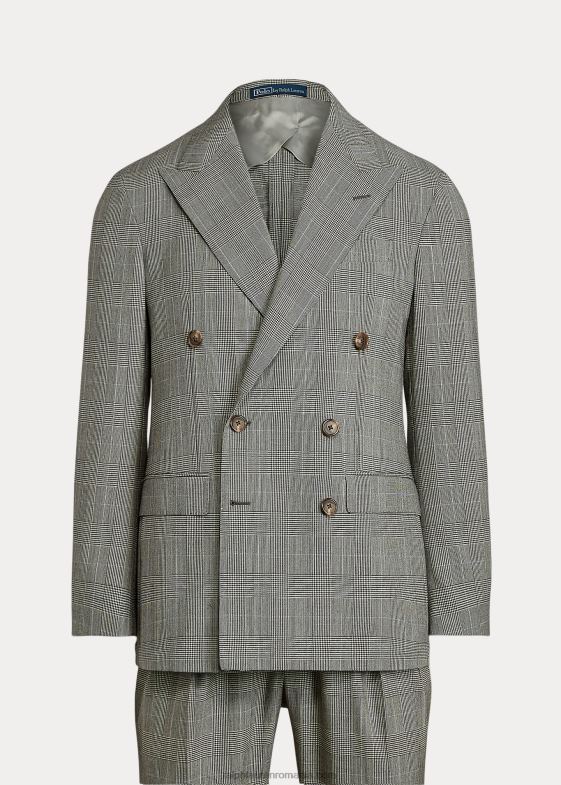 negru/crem/albastru bărbați Ralph Lauren costum polo moale din lână în carouri 046888604