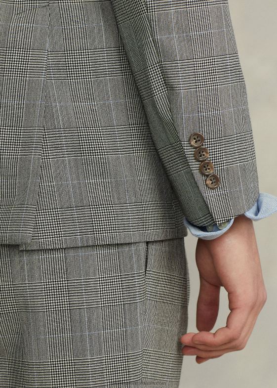 negru/crem/albastru bărbați Ralph Lauren costum polo moale din lână în carouri 046888604