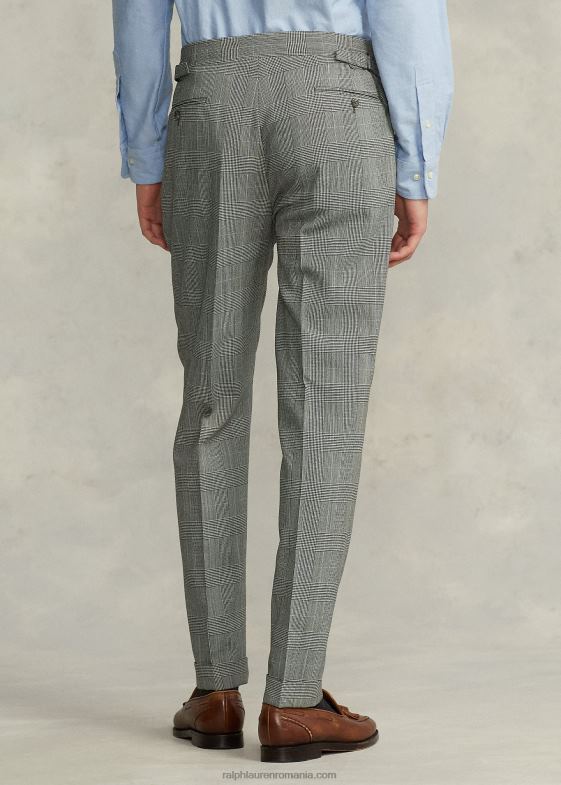 negru/crem/albastru bărbați Ralph Lauren costum polo moale din lână în carouri 046888604