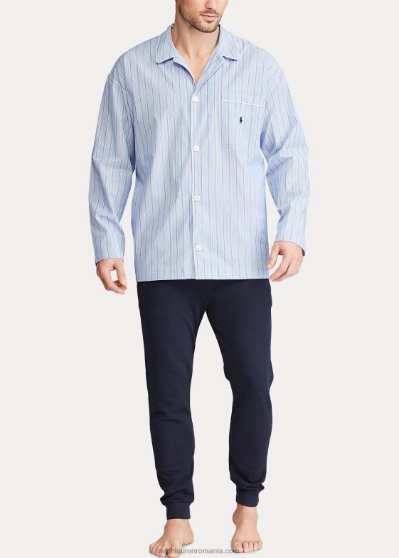 andrew stripe/cruise navy bărbați Ralph Lauren cămașă de pijama din bumbac în dungi 046881651