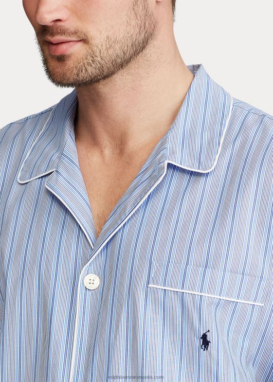 andrew stripe/cruise navy bărbați Ralph Lauren cămașă de pijama din bumbac în dungi 046881651