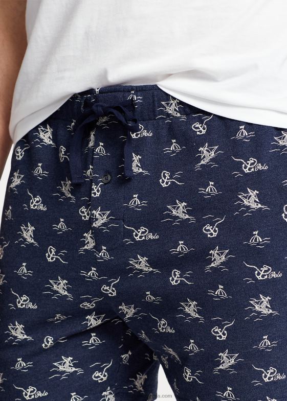 imprimeu ancoră de epocă bărbați Ralph Lauren tricot pique scurt de somn de 6 inci 046888573