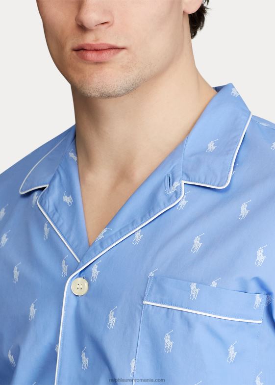 plaja albastru/alb bărbați Ralph Lauren cămașă de pijama ponei semnătură 046881647