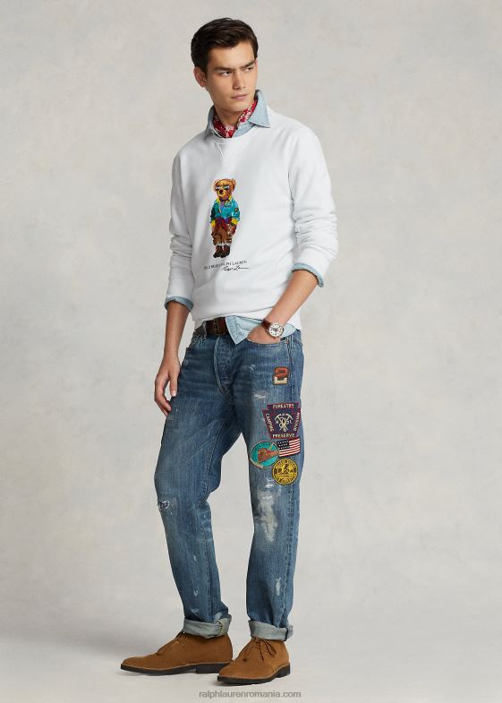 alb bărbați Ralph Lauren hanorac din lână urs polo 046881063