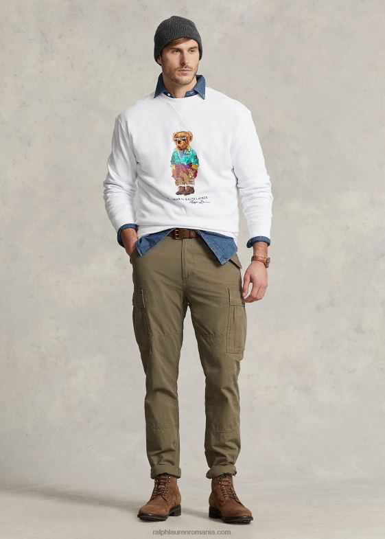 alb bărbați Ralph Lauren hanorac din lână urs polo 046881678