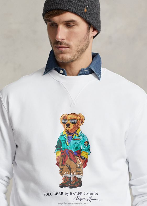 alb bărbați Ralph Lauren hanorac din lână urs polo 046881678