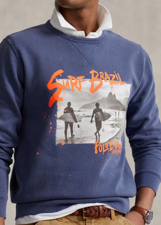 albastru delta bărbați Ralph Lauren hanorac grafic fleece 046881200