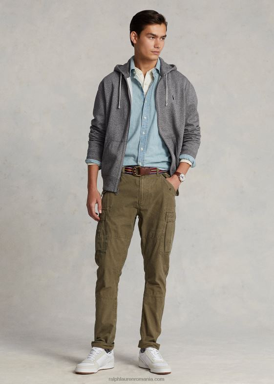 erica cenușie bărbați Ralph Lauren hanorac fleece cu fermoar complet 04688393