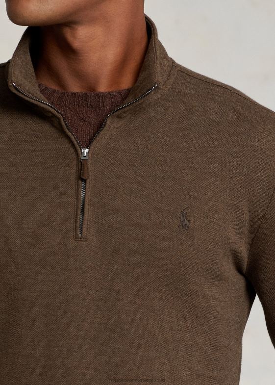 erica maro nucsoara bărbați Ralph Lauren Pulover cu fermoar sfert din plasă din tricot dublu 046881065