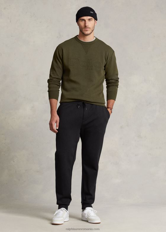 măsline de companie bărbați Ralph Lauren hanorac din tricot dublu cu logo în relief 046881396