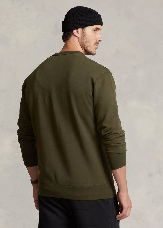 măsline de companie bărbați Ralph Lauren hanorac din tricot dublu cu logo în relief 046881396