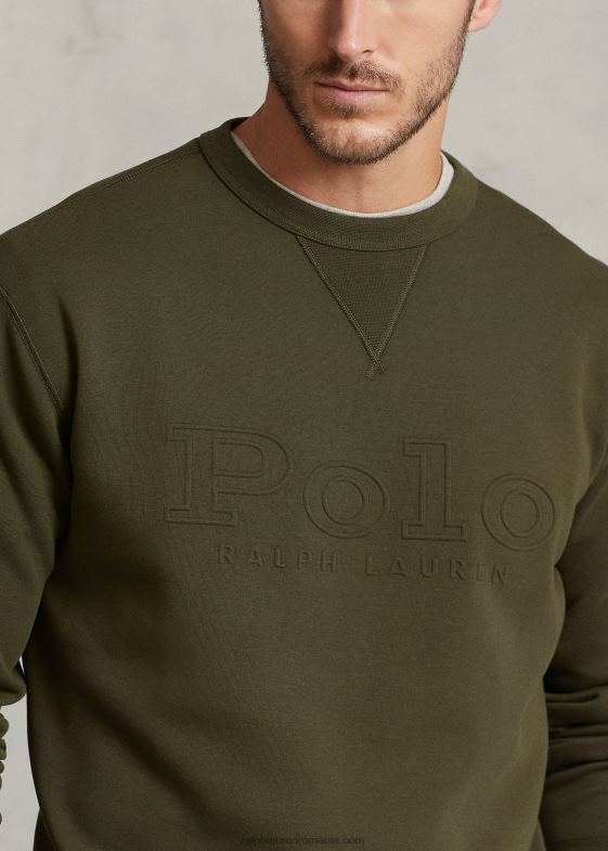 măsline de companie bărbați Ralph Lauren hanorac din tricot dublu cu logo în relief 046881396