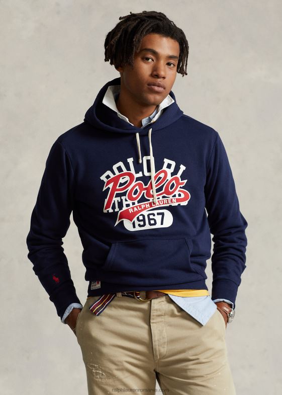 marina de croazieră bărbați Ralph Lauren hanorac din lână cu logo stivuit 04688871