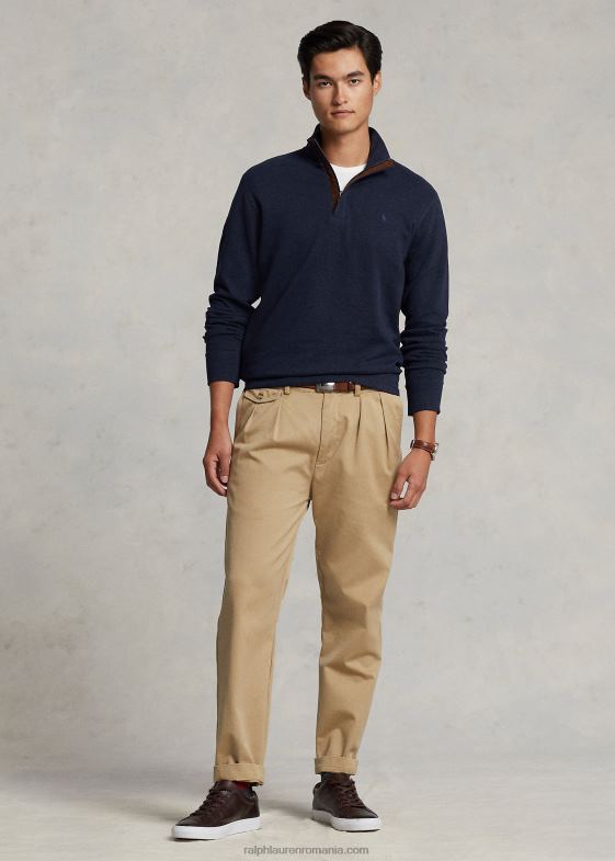 marina în oase de hering bărbați Ralph Lauren pulover cu fermoar sfert din jerseu de lux 046888512