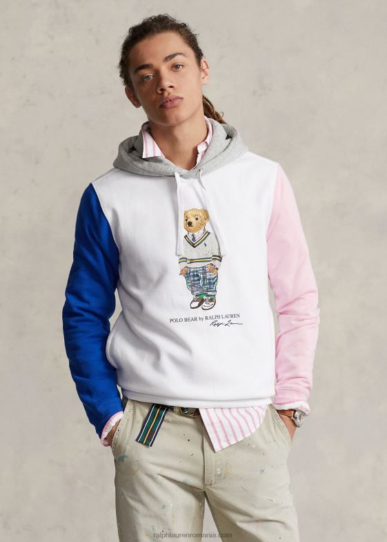 multi alb bărbați Ralph Lauren hanorac din fleece color-blocate urs polo 046881082