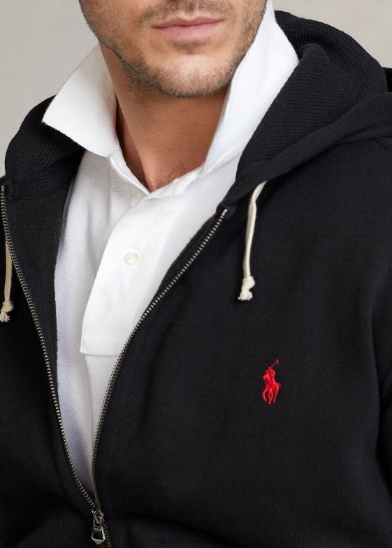 negru bărbați Ralph Lauren hanorac fleece cu fermoar complet 046881665