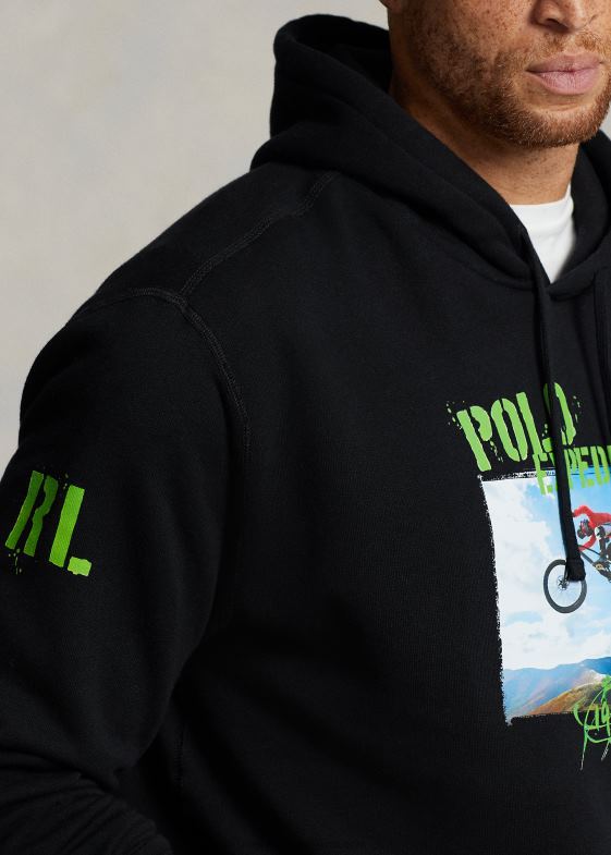 negru bărbați Ralph Lauren hanorac grafic fleece 046881931