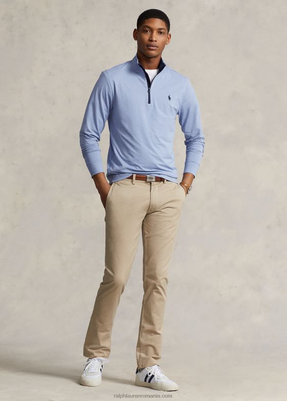 noua erica albastru pudra bărbați Ralph Lauren Pulover cu fermoar sfert din tricou de performanță 046881013