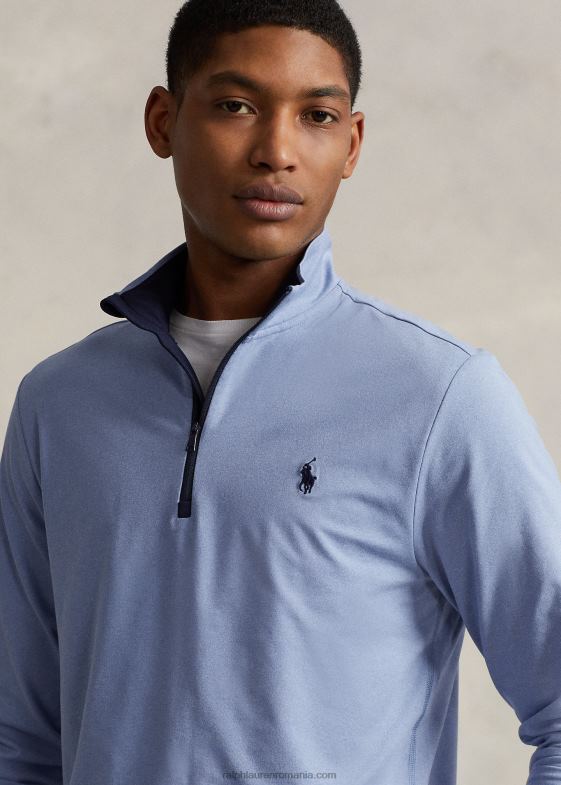 noua erica albastru pudra bărbați Ralph Lauren Pulover cu fermoar sfert din tricou de performanță 046881013