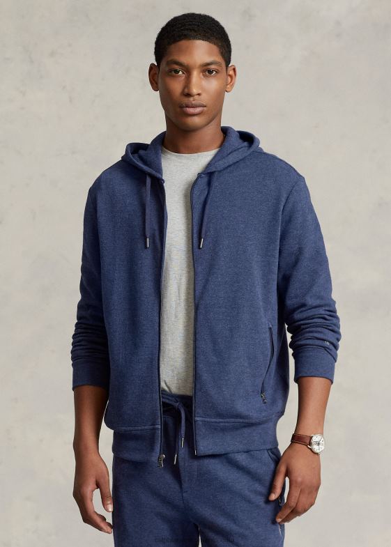 primăvară navy heather bărbați Ralph Lauren hanorac cu fermoar complet din tricot dublu 046888607