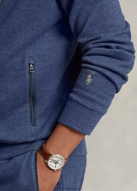 primăvară navy heather bărbați Ralph Lauren hanorac cu fermoar complet din tricot dublu 046888607