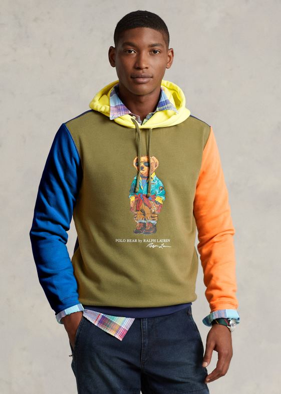 salvie întunecată bărbați Ralph Lauren hanorac din fleece color-blocate urs polo 04688908