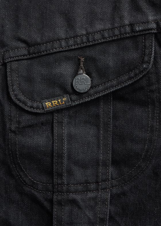 bărbați Ralph Lauren jachetă de camioner din denim neagră purtată 046881788