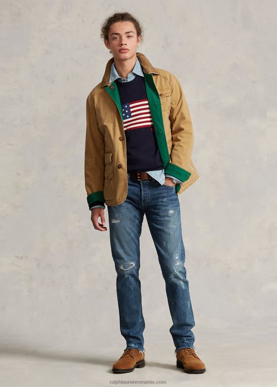 bronz de zi/pădure nouă bărbați Ralph Lauren geacă utilitar din pânză reversibilă 046888519