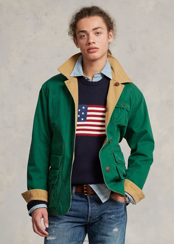 bronz de zi/pădure nouă bărbați Ralph Lauren geacă utilitar din pânză reversibilă 046888519