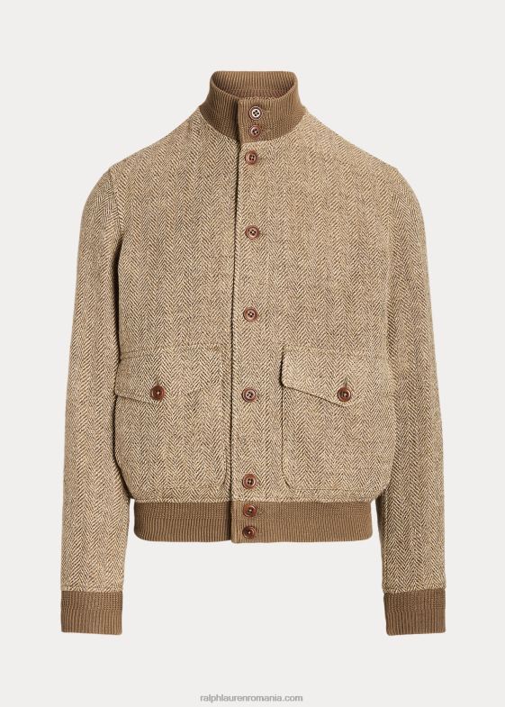 cafeniu/maro bărbați Ralph Lauren jachetă din tweed din amestec de in 046888612