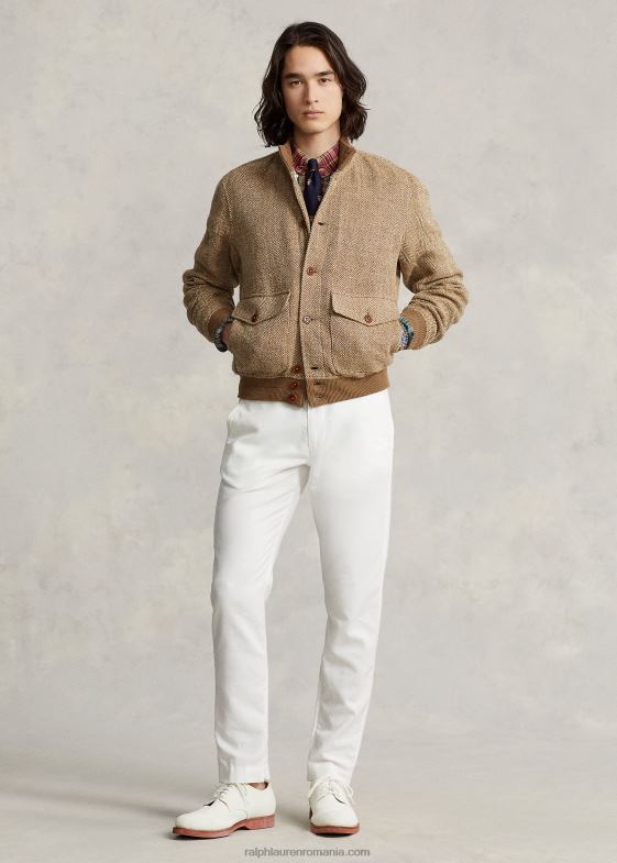 cafeniu/maro bărbați Ralph Lauren jachetă din tweed din amestec de in 046888612