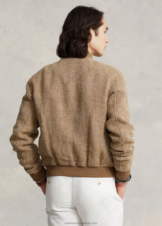 cafeniu/maro bărbați Ralph Lauren jachetă din tweed din amestec de in 046888612