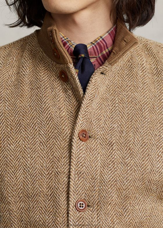 cafeniu/maro bărbați Ralph Lauren jachetă din tweed din amestec de in 046888612