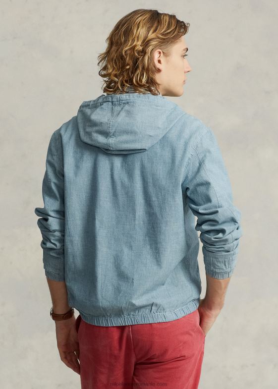 cambray bărbați Ralph Lauren jachetă cu glugă din chambray indigo 04688806