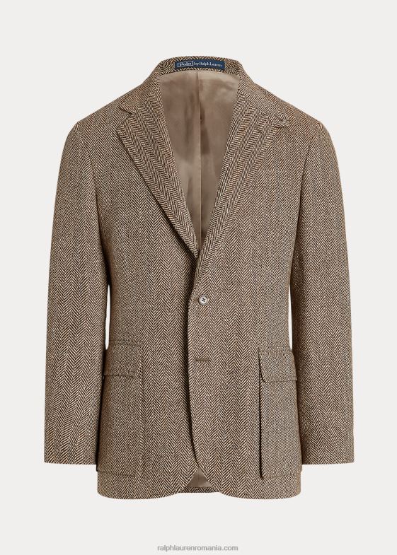 crem/maro bărbați Ralph Lauren jacheta rl67 din amestec de in 046881240