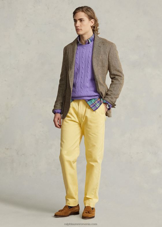 crem/maro bărbați Ralph Lauren jacheta rl67 din amestec de in 046881240