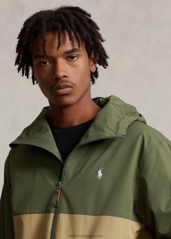 dark sage multi bărbați Ralph Lauren jachetă cu glugă rezistentă la apă 046881174