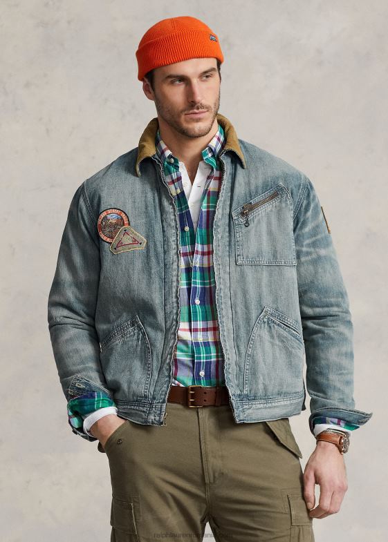 jaanai spalare bărbați Ralph Lauren jachetă din denim cu fermoar complet 046881805