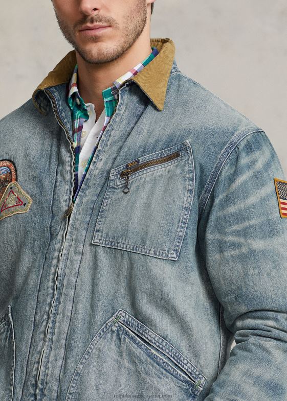 jaanai spalare bărbați Ralph Lauren jachetă din denim cu fermoar complet 046881805