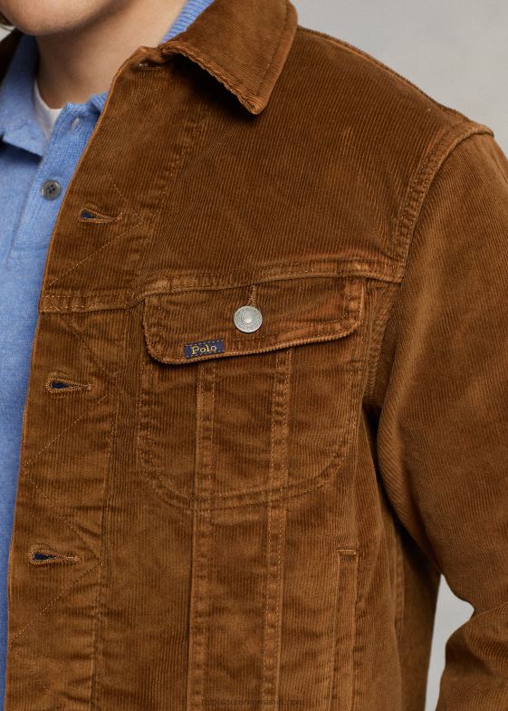 kaki bărbați Ralph Lauren geacă trucker din catifea elastică 046888492