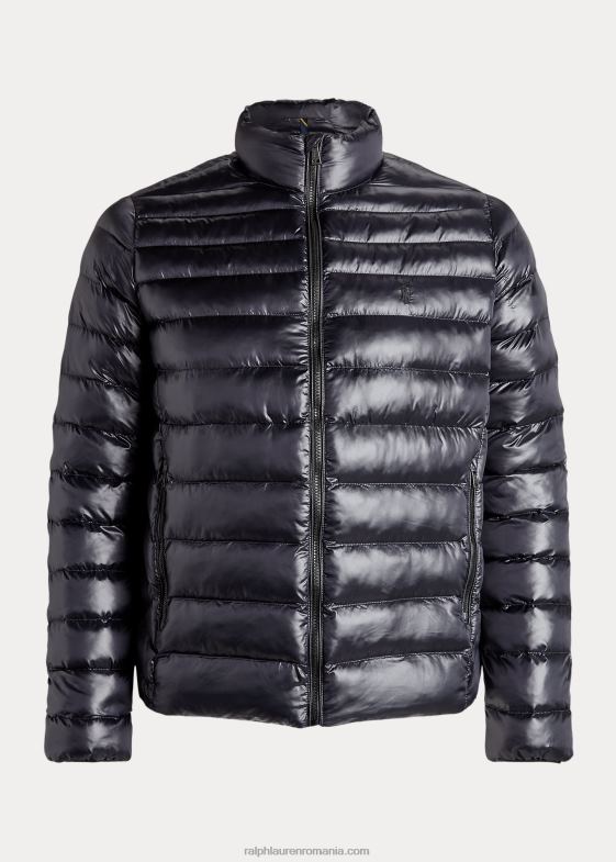 negru lucios bărbați Ralph Lauren jachetă impermeabilă împachetabilă 046881898