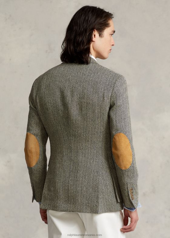 negru si crem bărbați Ralph Lauren jacheta rl67 din amestec de in 046881092