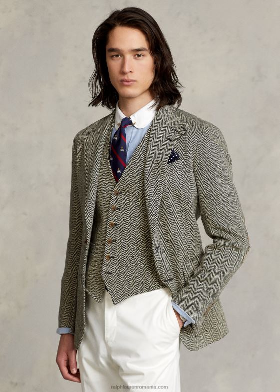 negru si crem bărbați Ralph Lauren jacheta rl67 din amestec de in 046881092