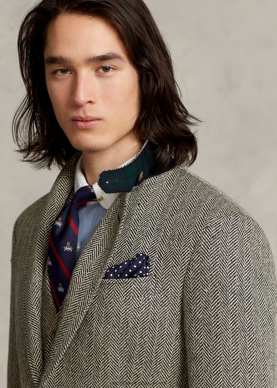 negru si crem bărbați Ralph Lauren jacheta rl67 din amestec de in 046881092