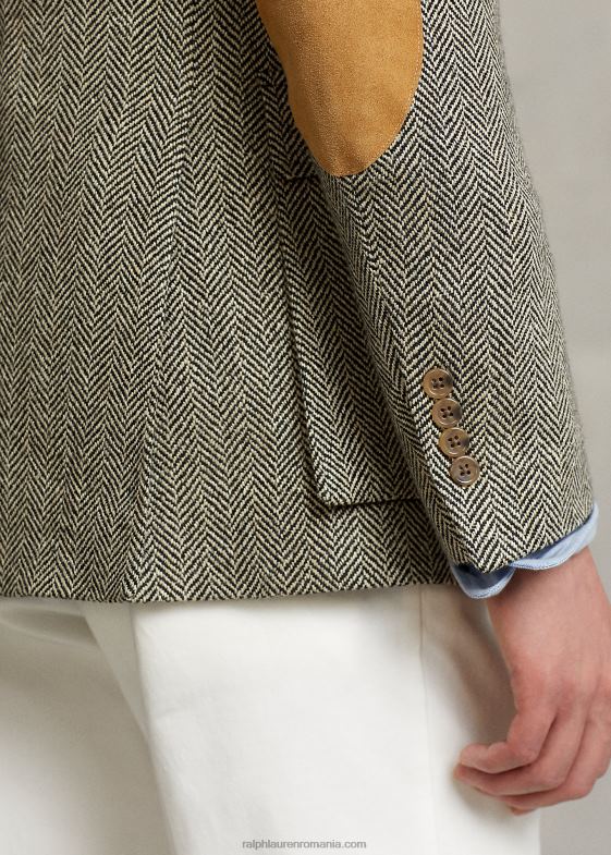 negru si crem bărbați Ralph Lauren jacheta rl67 din amestec de in 046881092