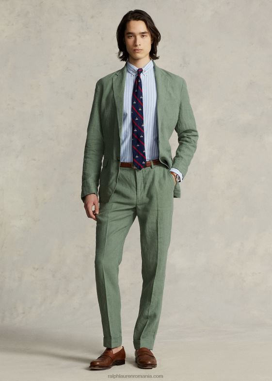 verde cargo bărbați Ralph Lauren jachetă polo din in moale 046888458