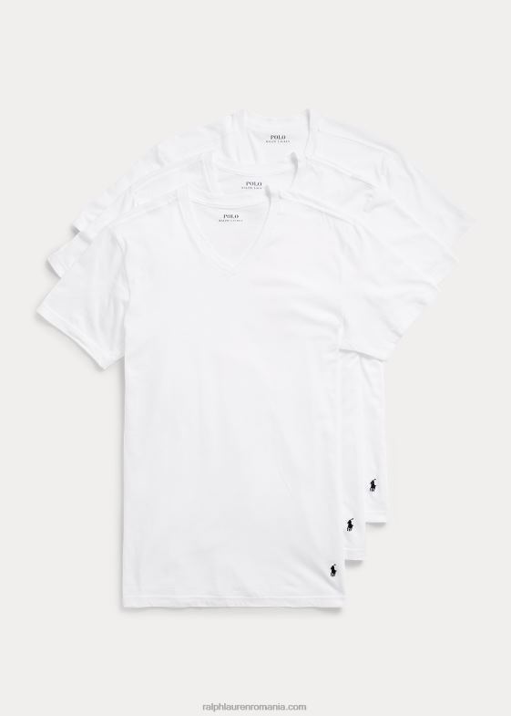 alb bărbați Ralph Lauren Cameră de corp clasică cu decolteu în V, pachet de 3 046888585