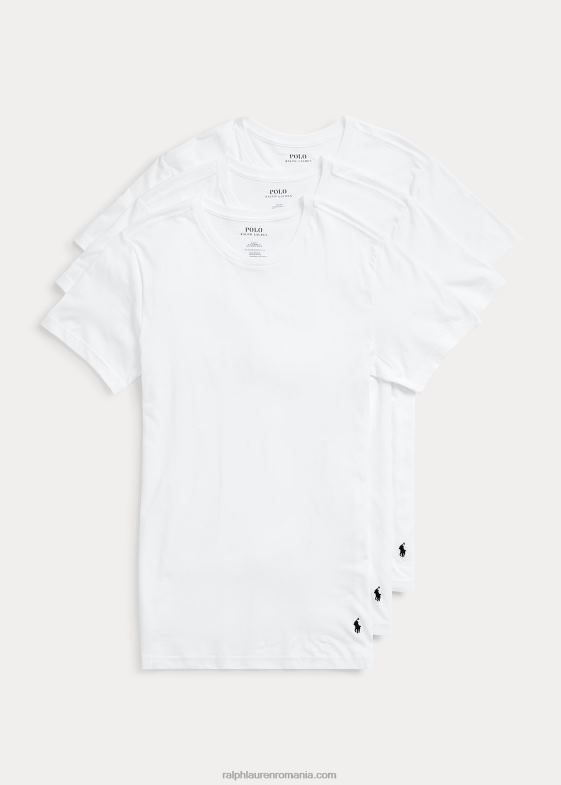 alb bărbați Ralph Lauren Cameră de corp subțire din bumbac, cu decolteu, pachet de 3 04688240